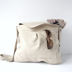 Beige Messenger Bag Brown and White Gingham Bow Adjustable strap For women for New Mom image 3