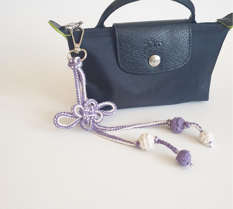 Handmade Korean inspired bag accessory with crochet bead accents