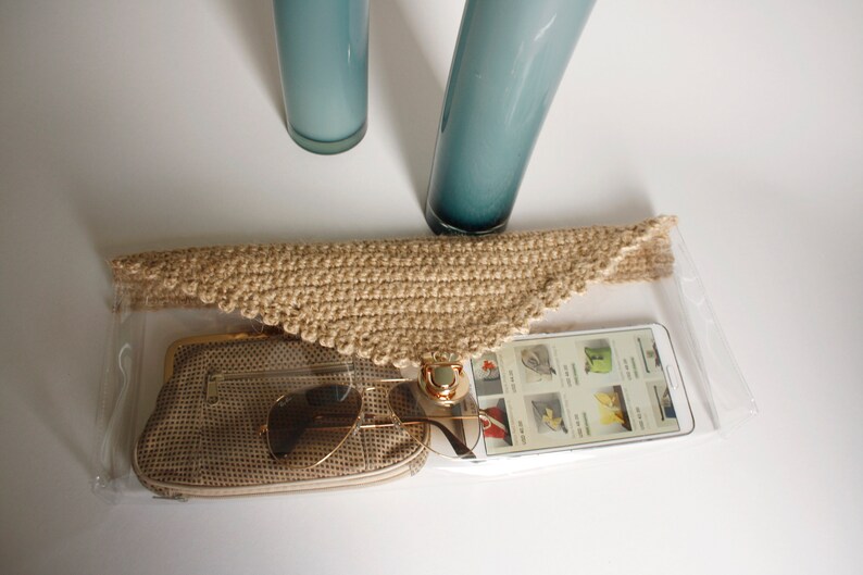 Straw and Clear Pvc Clutch, Straw Flap Pounch, Transparent Jelly Bag