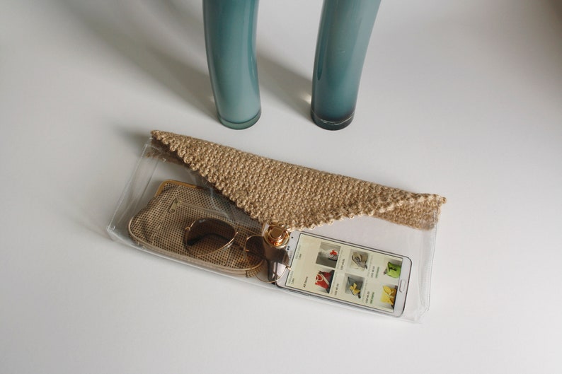 Straw and Clear Pvc Clutch, Straw Flap Pounch, Transparent Jelly Bag