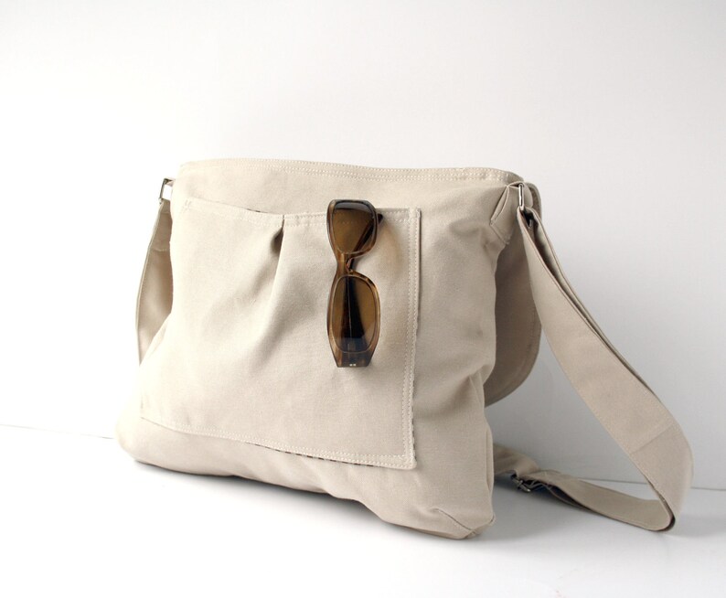 Beige Messenger Bag Brown and White Gingham Bow Adjustable Etsy