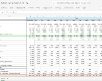 Norsk budsjettmal for Excel | Budsjett og regnskap | Personlig økonomi | Månedlig budsjett | Spareoversikt