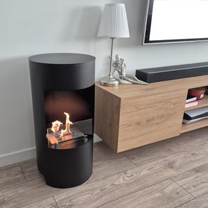 Freestanding Ethanol Fireplace – Black Indoor Fire Pit, LONDON Design