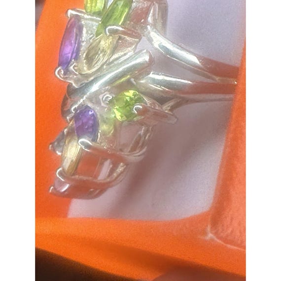 Beautiful/Colorful Multi Stone Ring. Size 7 Stamp… - image 4