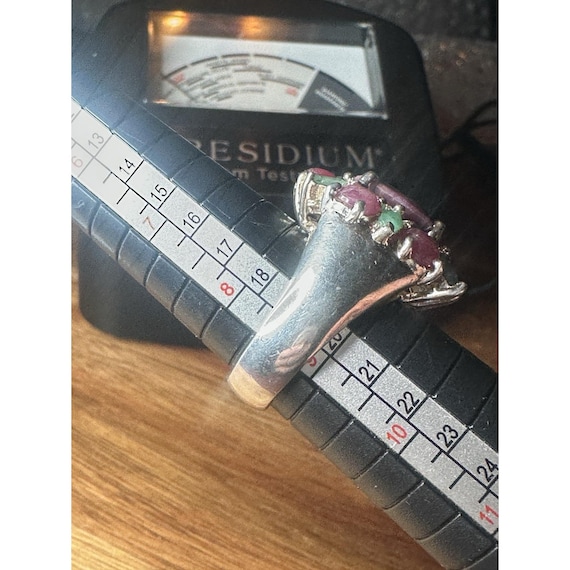 925 Sterling Silver Ring Ruby Emerald Natural Gem… - image 5