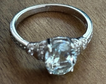 Beautiful Aquamarine 925 Sterling Silver Ring Size 6