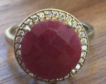Sterling Silver Ruby Ring Size 9