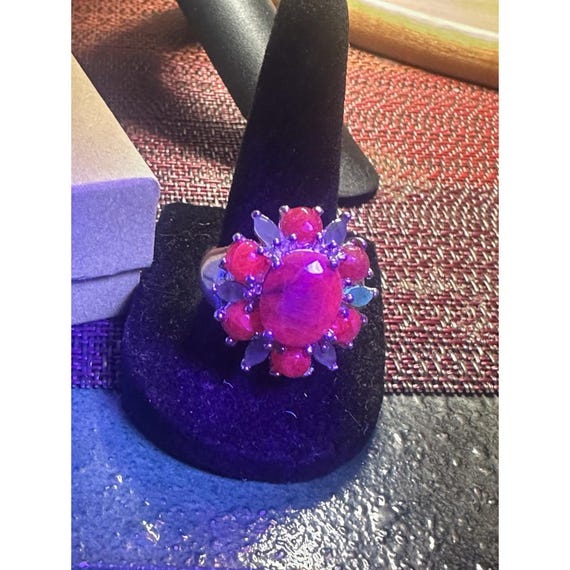 925 Sterling Silver Ring Ruby Emerald Natural Gem… - image 12