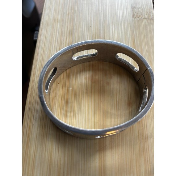 Solid Sterling Silver Hinged Bangle Bracelet 72.2… - image 2