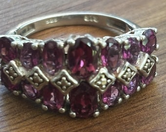 Sterling Silber Natürlicher Rhodolith Granat Ring 8