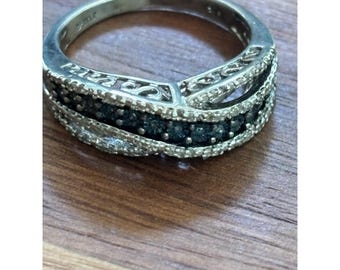 JWBR Blue Diamond Sterling Silver Ring Size 8