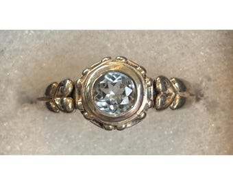 Vintage sterlingzilveren ring met aquamarijn maat 6