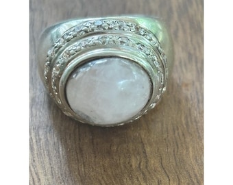 Vintage sterlingzilveren rozenkwarts ringmaat 6,25 meer dan 12 gram