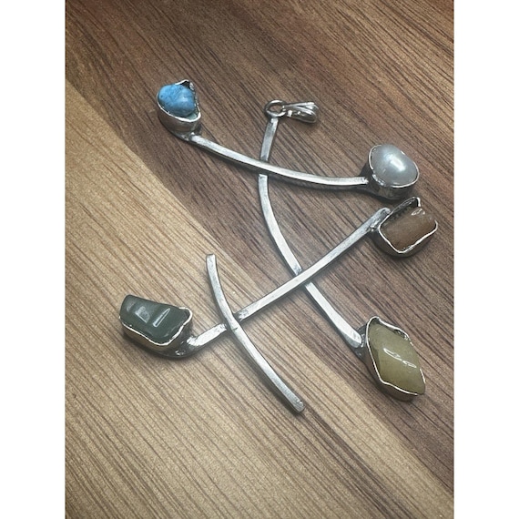 Unique Sterling Silver Multi Stone Pendant