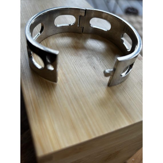 Solid Sterling Silver Hinged Bangle Bracelet 72.2… - image 9