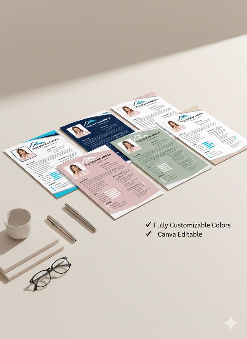 ATS Resume Template | Modern CV & Cover Letter, Editable Canva (instant ...
