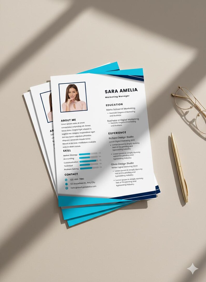 ATS Resume Template | Modern CV & Cover Letter, Editable Canva (instant ...