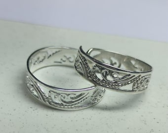 Adjustable Sterling Silver Filigree Toe Ring, Boho Swirl Band