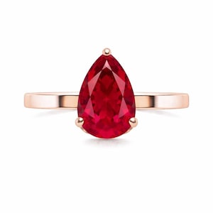 Anillo de bodas con rubí en forma de pera para mujer, anillo de compromiso con rubí en plata 925, anillo solitario único, anillo de compromiso nupcial con rubí vintage, regalo para ella