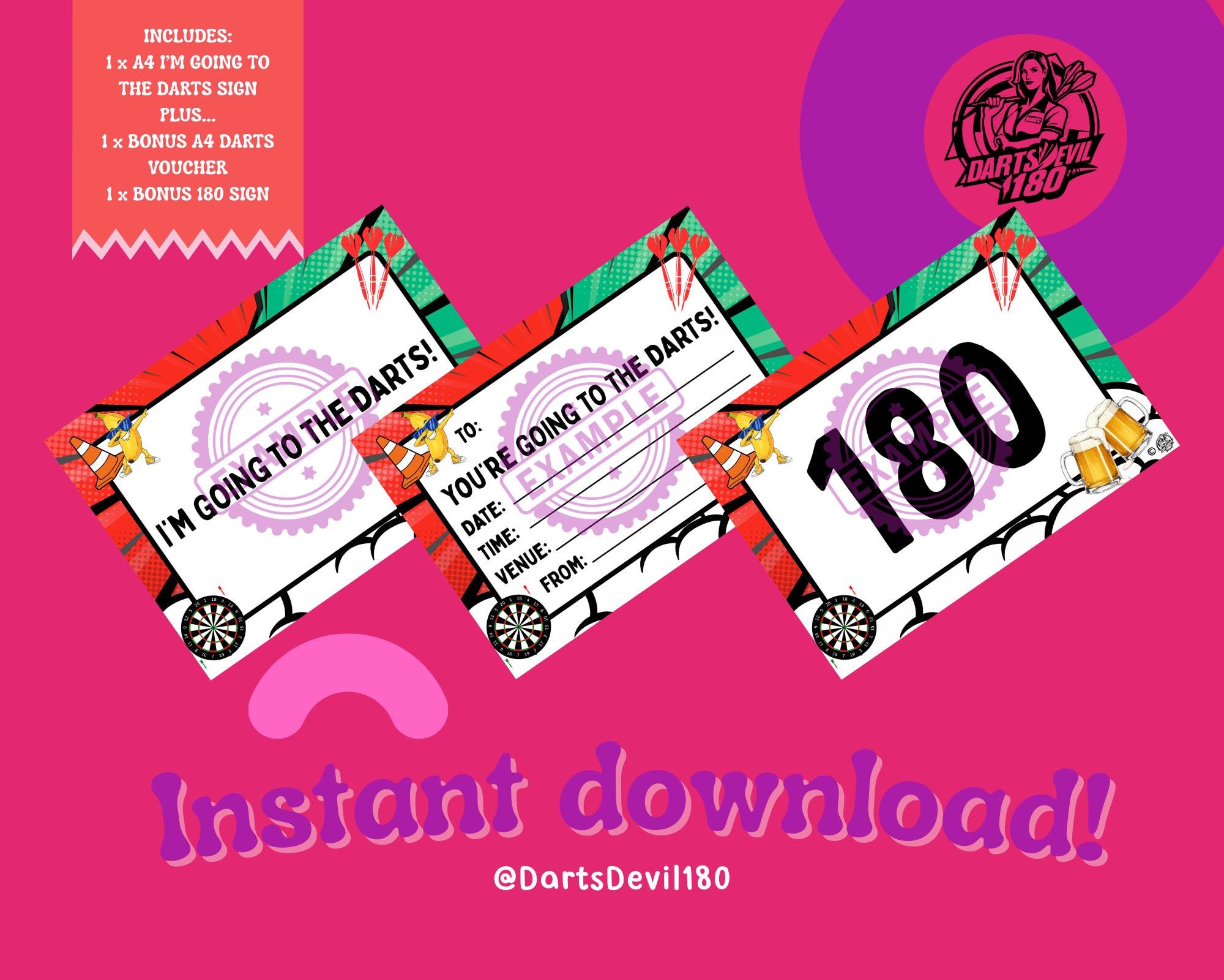 Darts Sign | Ally Pally, Live Darts, 180 Bonus (instant Download
