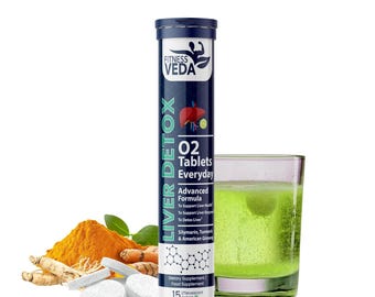 Fitnessveda Liver Detox Supplement Plant Based Liver Support Supplement With American Ginseng  Drop Dissolve, Fizz, Drink 15 Tablets