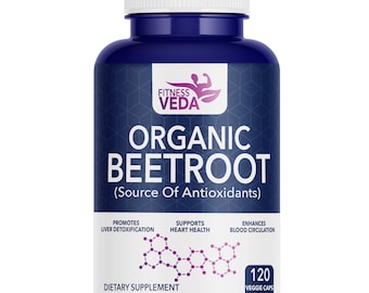 Biologische bietencapsules 120 plantaardige capsules voor hart, bloeddruk Ondersteuning uithoudingsvermogen Natuurlijk superfoodsupplement Glutenvrij