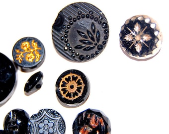 fancy mix victorian black glass buttons destash