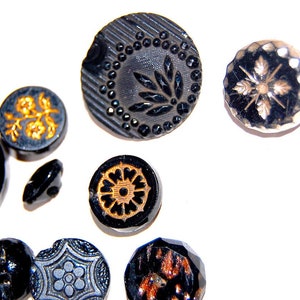 fancy mix victorian black glass buttons destash