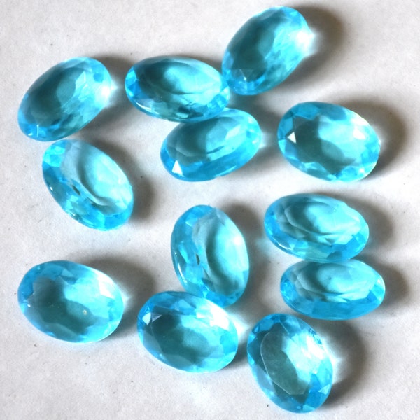 12 vintage faceted glass stones 18x13mm oval translucent