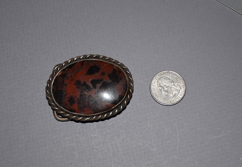 vintage signed sterling silver red agate belt buckle