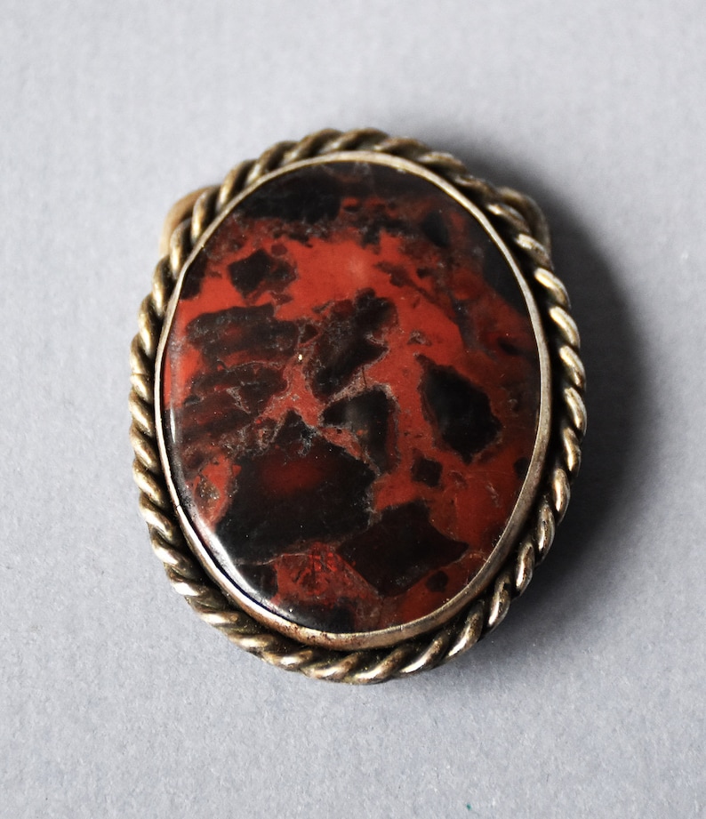 vintage signed sterling silver red agate belt buckle