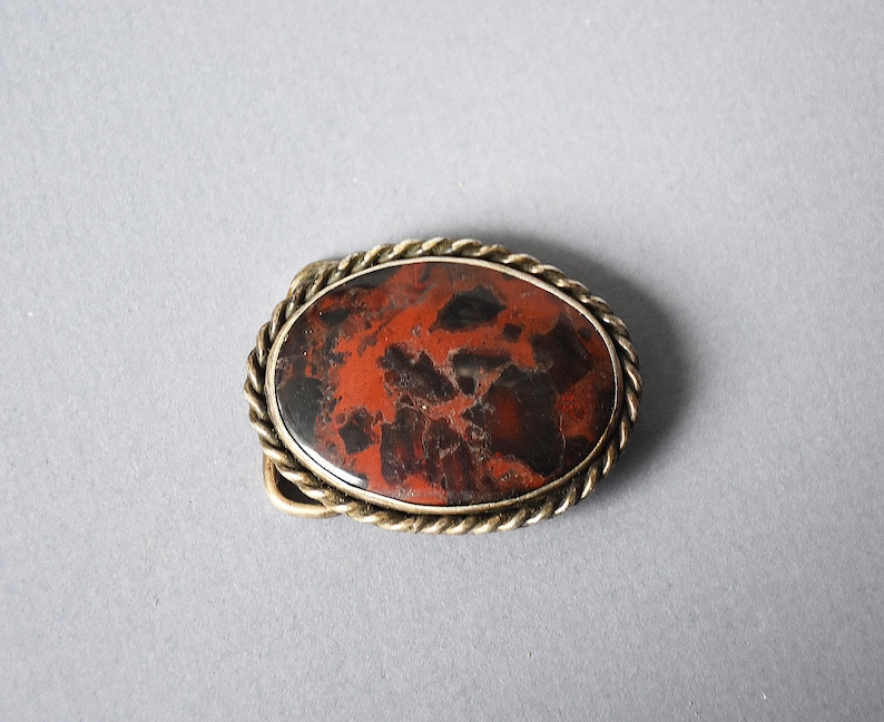 vintage signed sterling silver red agate belt buckle