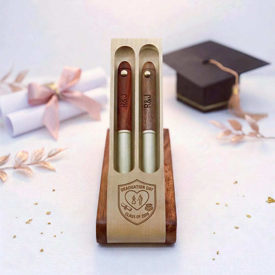 Custom Graduation Gift for Couples | Personalized Wooden Pen Set in ...