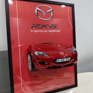 Mazda RX-8 3D Printed Frame | Custom Automotive Wall Art | Luxury Car Decor