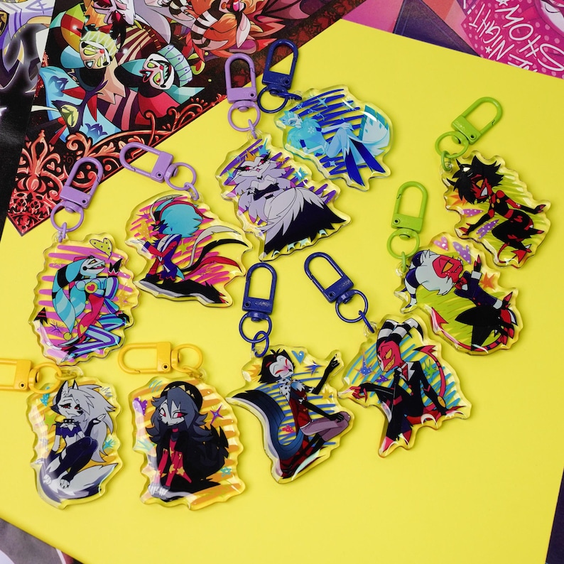 Helluva Boss Magnetic Heart Acrylic Keychains – Blitz,stolas, Moxxie ...
