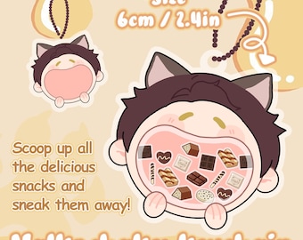 Love and Deepspace Valko Big Mouth Shaker Acrylic Keychain 6cm / 2.36 Inches | Red Wolf Ears Chibi Handmade Fan Merch