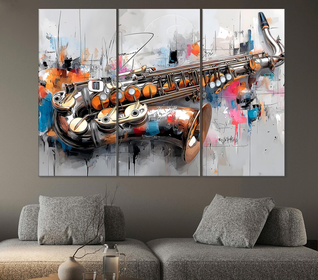 Jazz Wall Art – Saxophone Illustration, Minimal Music Print - Etsy