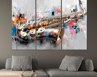 Jazz Wall Art – Saxophone Illustration, Minimal Music Print
