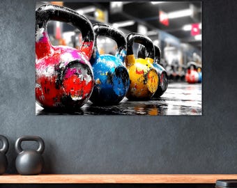 Kettlebells-kunstprint, muurdecoratie sportschool