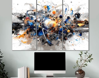 Atomic Model Wall Art – Atom Illustration, Minimal Science Print