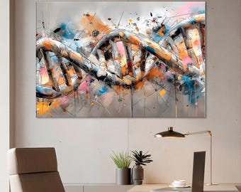 DNA Wall Art – Genetic Helix Illustration, Minimal Science Print