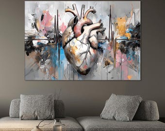 Heart and ECG Line Wall Art – Minimal Cardiology Print for Medical Office