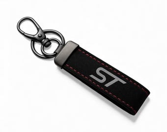 Luxury Suede Leather Car Keychain - Ford ST Keyring