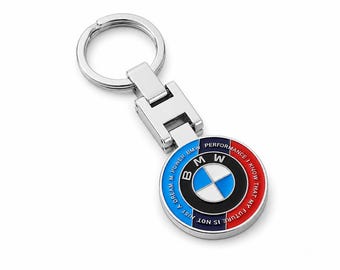 Handmade BMW Performance 3D Metal Logo Keychain | Car Key Ring Accessory