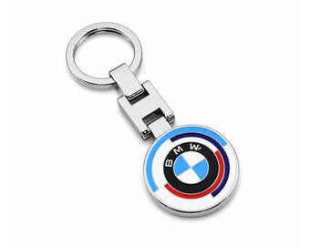 Handmade BMW 50th Anniversary 3D Metal Logo Keychain | Car Key Ring Accessory