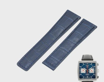 Correa de cuero azul de 22 mm para reloj CAW2111 FC6183