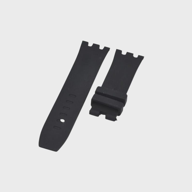 22mm Black Rubber Watch Strap For Royal Oak Offshore Tang Buckle image 2