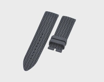 Correa de reloj de caucho negro de 23 mm compatible con Mille Miglia