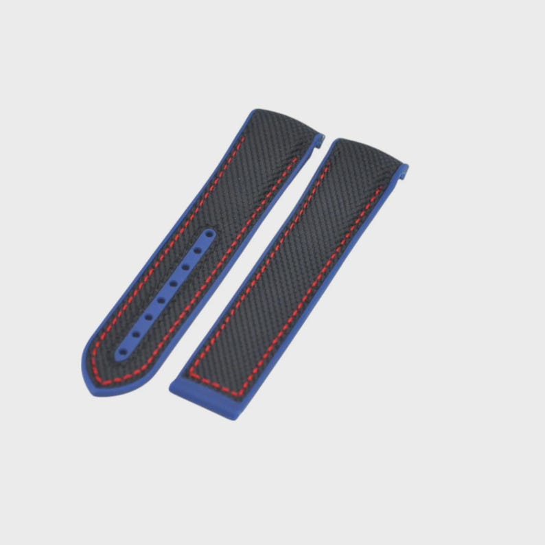 Correa de caucho revestida en tela de 22 mm para Planet Ocean 600 M imagen 1