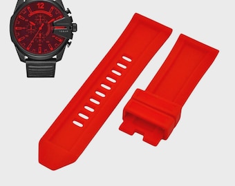 Mega Chief DZ4460 26mm Red Rubber Watch Strap – Sport Replacement Wristwatch Band